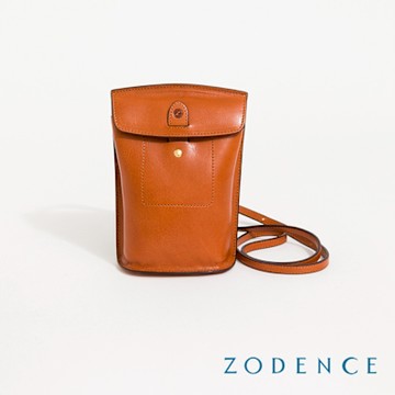ZODENCE HIM義大利植鞣革斜背手機包-經典駝