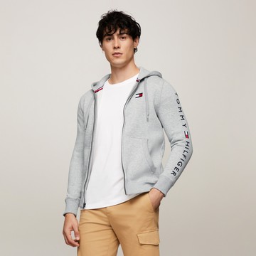 【Tommy Hilfiger】Essential 拉鍊帽T_灰色