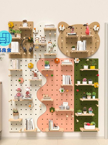 免運 工廠直銷 洞洞板 壁掛洞洞板 置物架 裝飾架 實木洞洞板定制創意掛板置物架入戶玄關墻上掛衣架壁掛卡通展示架 店長推薦 新品特價 全館八折 售後保障 5z730