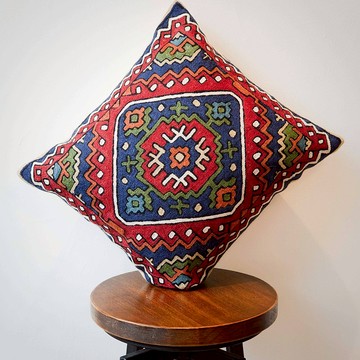 喀什米爾 羊毛編織 圖騰抱枕套－雪花慶典