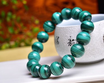 純天然極品孔雀石圓珠手鏈 珠經12mm 抗衰老 抗氧化 聚財神器