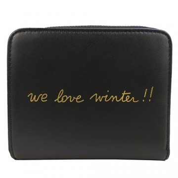 agnes b.手寫燙金拉鍊中夾(黑)