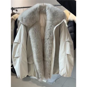 高充絨量大毛領派克服女2025新款白鴨絨羽絨服加厚高級感保暖外套