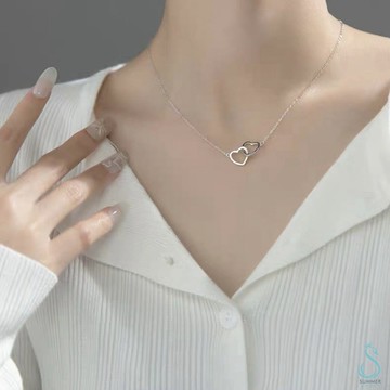 SUMMER韓 銀飾💫［S925純銀］雙心鍊 純銀項鍊 銀飾品 韓國飾品
