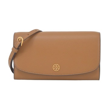 [平輸版] 【TORY BURCH】ROBINSON 荔枝紋翻蓋斜背包(棕)真品平輸