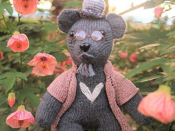 熊愛家族熊爺手工編織泰迪熊台灣黑熊knitted teddy bearテディベ