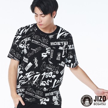 【㊙結帳2件再88折】髭文字-滿版口袋短TEE(黑) - BLUE WAY 地藏小王