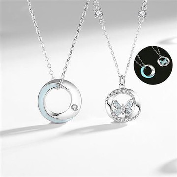 【巴黎精品】現貨+預購 頂級925純銀項鍊鎖骨鏈情人節禮物情侶對鍊配件-蝴蝶莫比夜光情侶項鍊2款a1kp24