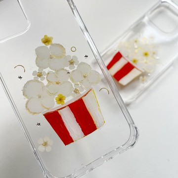 原創 爆米花 禮物 趣味押花手機殼iPhone 16SE