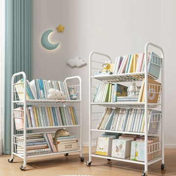 APP下單享點數9% 書架落地可移動鐵藝繪本架學生書本收納架家用簡易書柜置物架