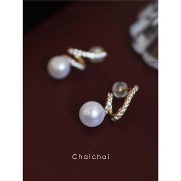 清倉！時尚優雅天然淡水珍珠耳釘女士氣質型輕奢耳飾s925銀針耳環