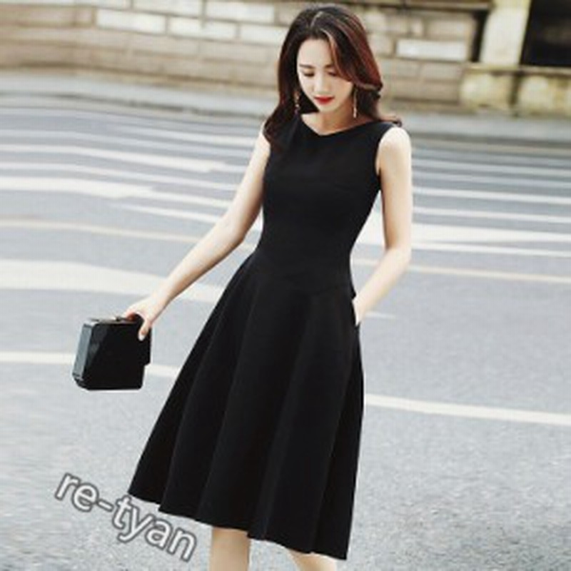 ワンピース レディース ドレス 黒 膝丈ワンピース ノースリーブ パーディードレス 夏 着痩せ Aライン 韓国風 30代40代 結婚式 フォーマル 通販 Lineポイント最大6 0 Get Lineショッピング