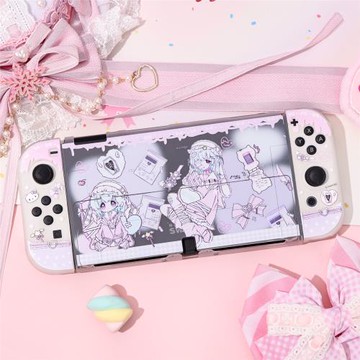 SWITCH OLED保護殼NS續航保護套底座保護殼 漫畫女孩