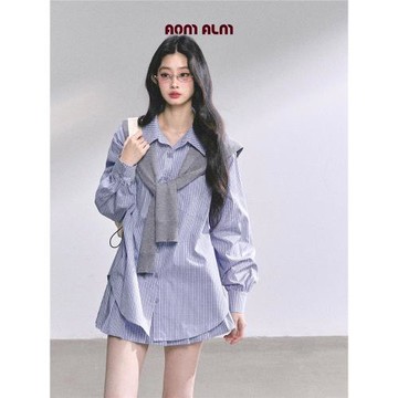 AOMALM少也眼"菲爾頓學院"#韓系松弛感套裝女秋兩件套輕職場襯衫