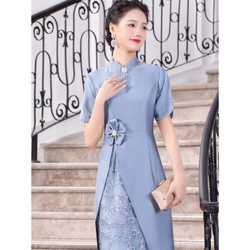 多麗琦改良旗袍新款媽媽婚宴禮服高端輕奢小眾連衣裙平時可穿禮裙