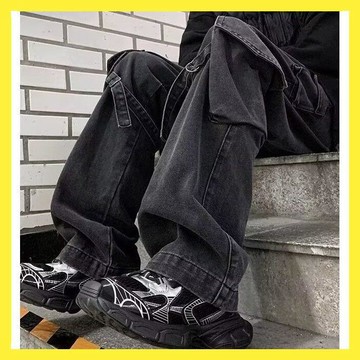🐻 男士彈性牛仔褲  | 美式褲子 | 高街工裝牛仔褲 | 工裝長褲 | 牛仔長褲 | 美式牛仔褲 | 闊腿褲高級感