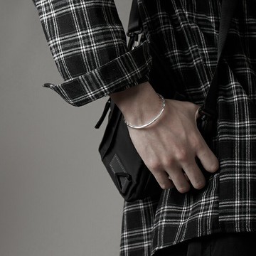 足銀手鐲男簡約手鍊飾品開口手環男搭配串飾男性流行飾品【聚物優品】