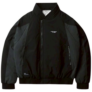 B-SIDE BOMBER JACKET 立領拼接 飛行外套 (黑色)