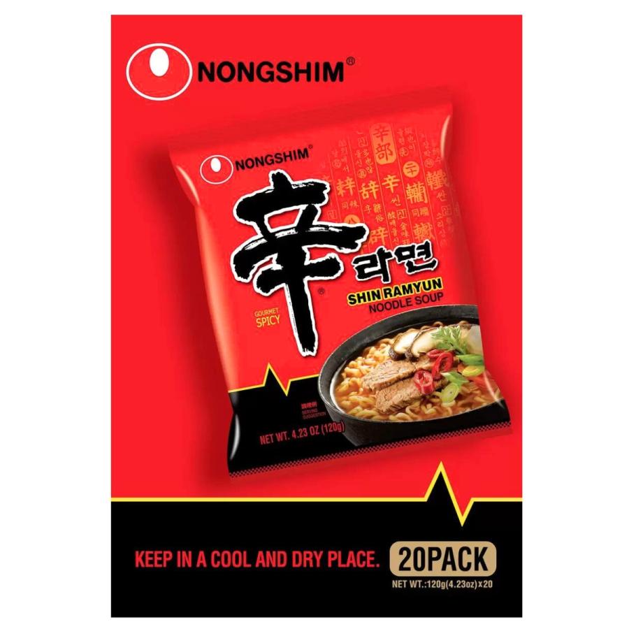 農心 辛ラーメン 120g×20袋入 即席中華麺 韓国産 NONGSHIM Shin Ramen Noodles 20 パック インスタントラーメン