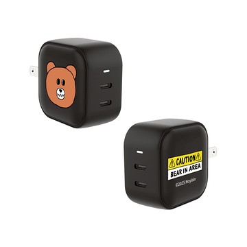 【正版授權】Noyisin殭屍熊大頭GaN 45W Type-C雙孔充電頭