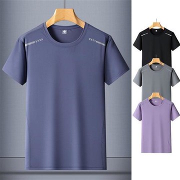 【米蘭精品】現貨+預購 男涼感上衣短袖上衣T恤夏季冰絲速乾寬鬆大尺碼運動休閒-男裝4色74lg12