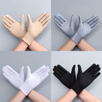 冰絲手套 透氣騎行長手套 手套 夏季手套薄款冰絲彈力開車純黑白紅色男女士工作禮儀透氣手套 DZPO