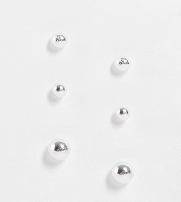 ASOS DESIGN pack of 3 sterling silver graduated stud earrings