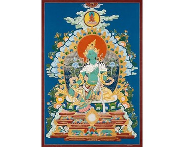 古董綠度母唐卡 - 啟蒙的象徵