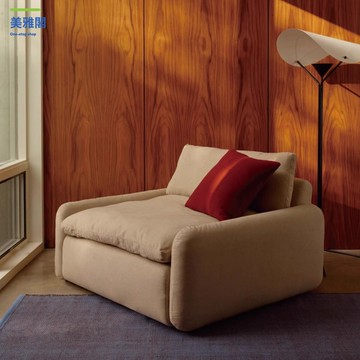 燈芯絨慵懶風 大坐深奶油單人沙發 客廳休閑陽臺布藝極簡懶人可拆洗myg8291