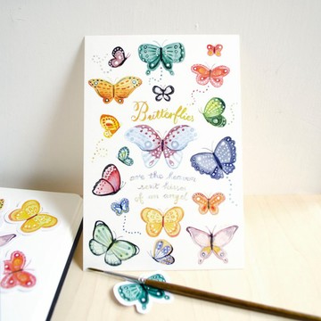 水彩插畫－蝴蝶 明信片 butterfly postcard