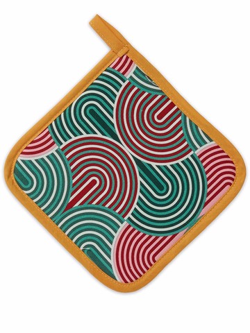 La DoubleJ - graphic-print oven glove and pot holder - unisex - Cotton - One Size - Green