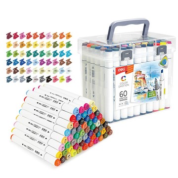 得力Deli雙頭三角桿麥克筆組/E70803-60/60色