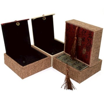 流蘇手鐲盒 吊墜項鍊盒 佛珠手環首飾包裝盒珠寶盒 麻布項鍊戒指禮品盒