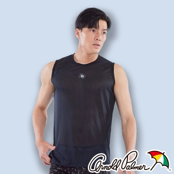 【Arnold Palmer 雨傘】涼感透膚圓領寬肩無袖男背心│素T│內衣│運動服│穿搭│居家│排汗│速乾衣│男生衣服│