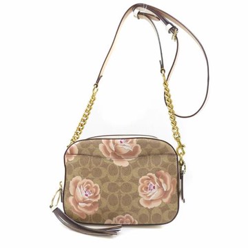 【COACH】印花皮革斜背鍊包-花朵