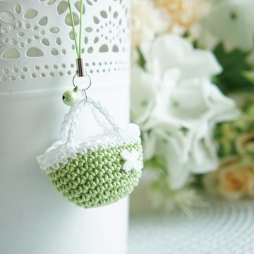 Lovely手作編織【幸運草托特小香包吊飾、淺綠】