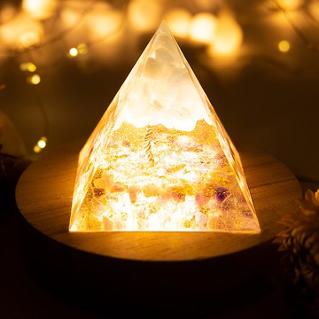 金字塔奧根塔Orgonite生命之樹/脈輪/靈性/冥想/能量海藍寶紫水晶