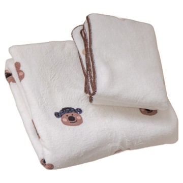 沐慕家居 珊瑚絨吸水毛巾浴巾套組 親膚柔軟速乾 毛巾35x80cm浴巾90x160cm  小袋鼠  1組