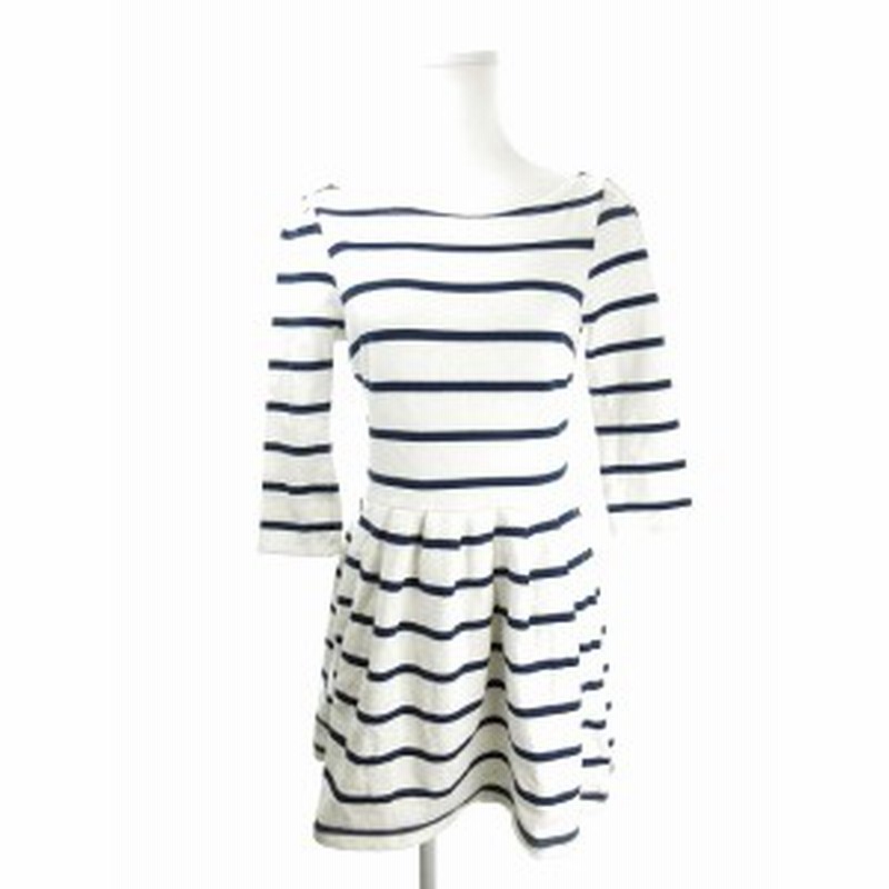 中古 スナイデル Snidel ワンピース ミニ 七分袖 ボートネック フレア ボーダー タック F 白 ホワイト Ah10 通販 Lineポイント最大1 0 Get Lineショッピング