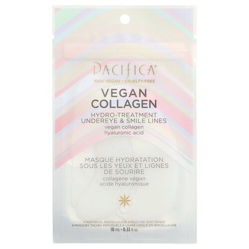 Pacifica, 全素膠原蛋白，水潤護理眼下與笑紋，4 片局部面膜，0.33 液量盎司（10 毫升）