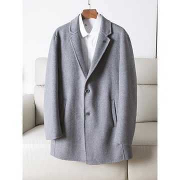 剪標男裝 純色西裝領單排扣中長款夾克休閑日常百搭商務秋冬外套