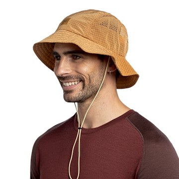 抗UV透氣繫繩漁夫帽-夕暖橘