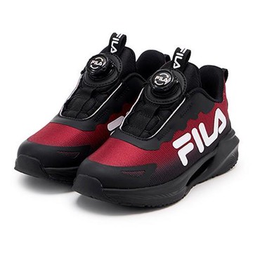 FILA 慢跑鞋 中童鞋 旋鈕 足弓支撐 黑紅【運動世界】2-J424A-021