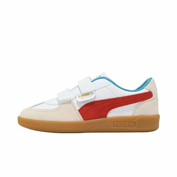 Puma 休閒鞋 Palermo Lth PS 中童 小朋友 白 紅 魔鬼氈 復古 德訓鞋 40200310