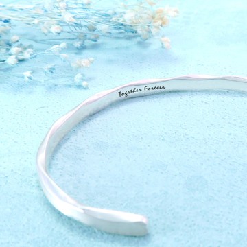 ART64 純銀 浪花手環 水波款 刻字訂製 925純銀C型手環