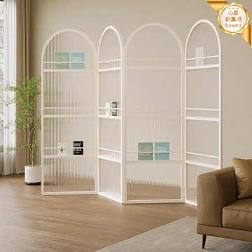 【可移動折疊】玻璃屏風 隔斷屏風 折疊屏風 裝飾屏風 奶油風 長虹玻璃 客廳隔斷 民宿酒店裝飾 簡約現代