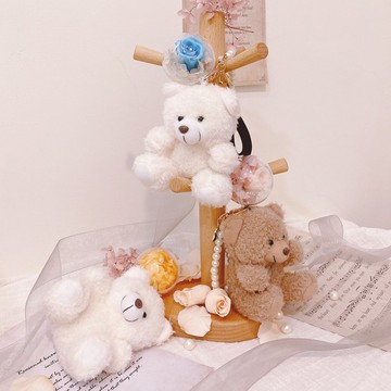 可愛小熊永生花吊飾