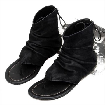 夏季真皮褶皺韓版羅馬涼鞋男士沙灘鞋時尚潮流行男鞋休閑涼靴潮鞋