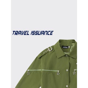 TRAVEL ISSUANCE 是你要的 學院風辣妹金屬工藝短款風衣夾克外套
