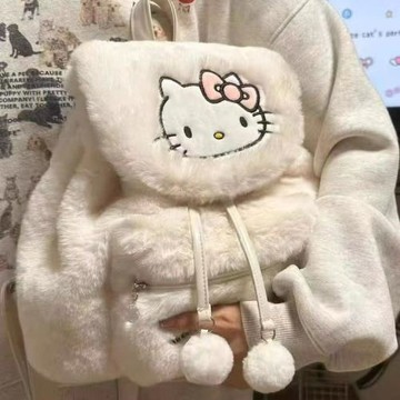 可愛三麗鷗毛絨包包女小眾設計翻蓋雙肩包潮休閑帕恰狗美樂蒂背包